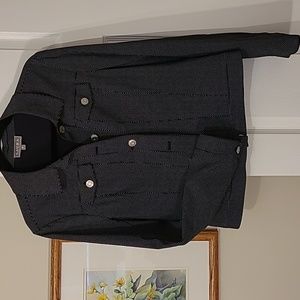 LAURA, Jean-style navy Jacket with small white Polka Dots, Long Sleeve, sz 8